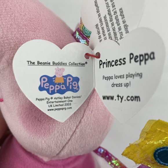 Ty Peppa Pig 7" Plush Stuffed Animals Princess Peppa UK Limited Ed.& Peppa Muddy - Picture 6 of 6